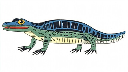 Obraz premium Whimsical Alligator Illustration: A Colorful, Abstract Depiction of a Reptile