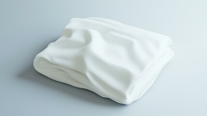Photorealistic image of a folded white cloth on a plain surface, capturing minimalist detail and natural texture

