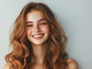 young woman with long wavy red hair