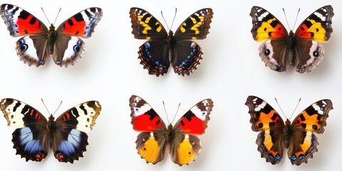 Naklejka premium Colorful collection of butterflies arranged in a grid display showcasing diverse species and patterns