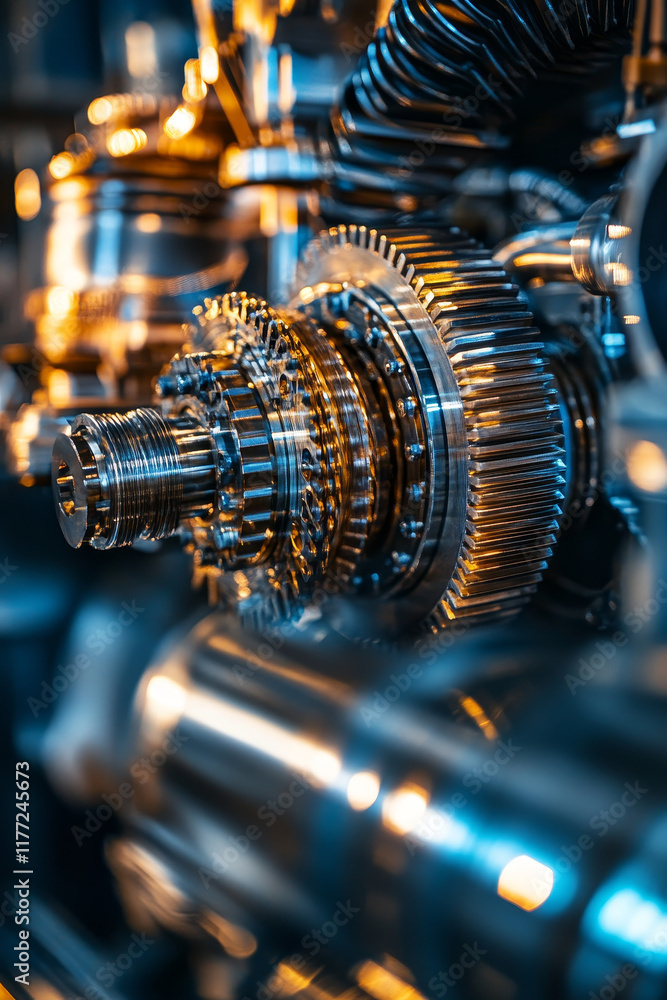 Poster close up of advanced machinery with intricate gears and components
