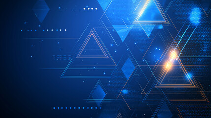 Obraz premium Blue Tech Circuit, Abstract technology background with blue circuit lines and triangles.