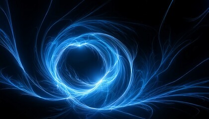 黒い背景にシンプルなプラズマ、青い光のアクセント、くっきりと表現、スタイリッシュな背景画像 Generated by AI