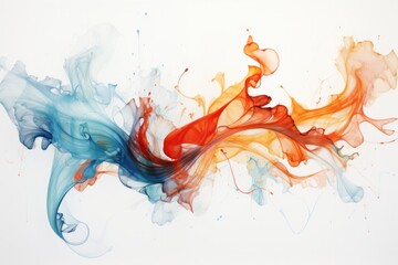 An abstract splash of oil with intricate patterns and a glossy sheen, appearing to freeze in mid-motion on a white backdrop