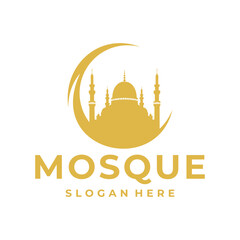 Crescent and Islamic Mosque logo vector icon