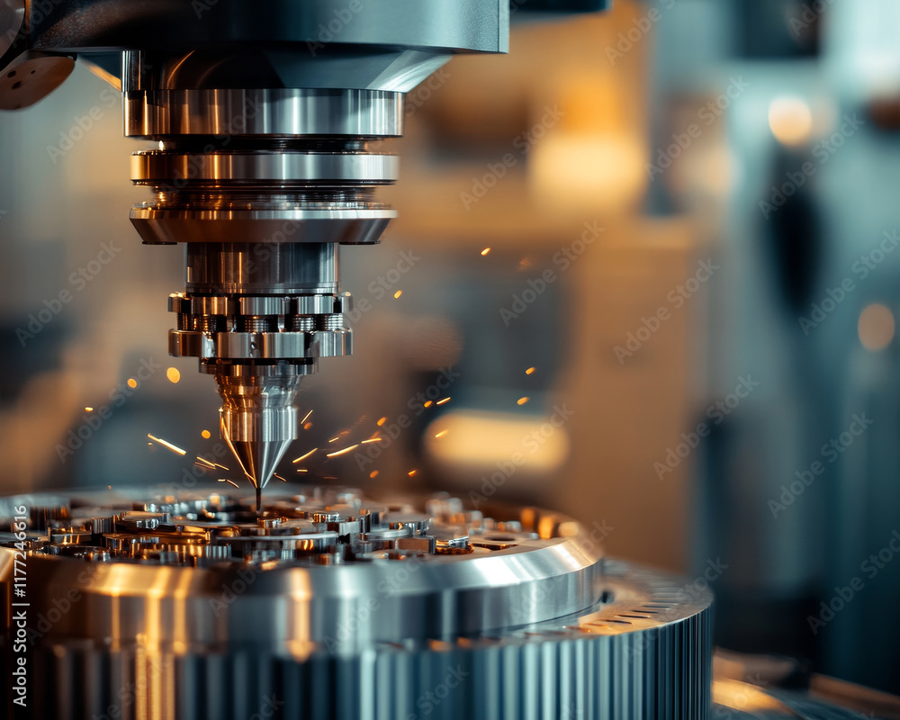 Poster high tech machinery in action, showcasing intricate gears and components