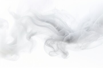 Billowing white smoke forming soft, cloud-like shapes in the atmosphere isolated on white background
