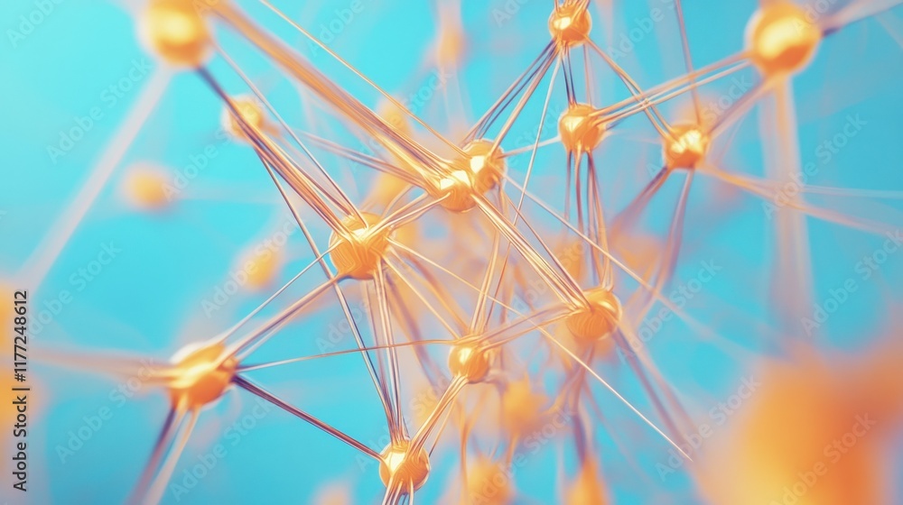 Poster abstract connections on blue background. tech concept. 3d rendering