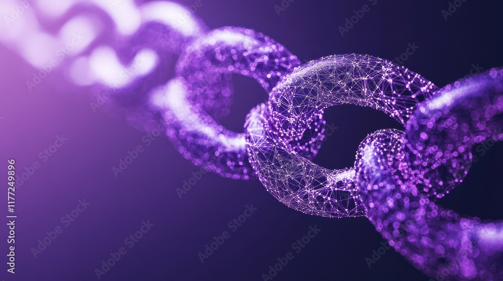 Poster blockchain technology futuristic hud ultraviolet background with blockchain polygon peer to peer net