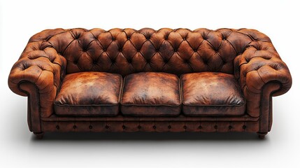 Obraz premium Luxury Brown Leather Chesterfield Sofa Vintage Style
