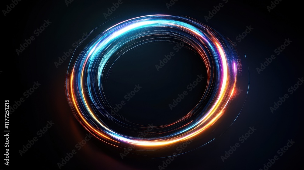 Aufkleber abstract glowing digital circle on dark background. technology and communication concept. 3d renderi