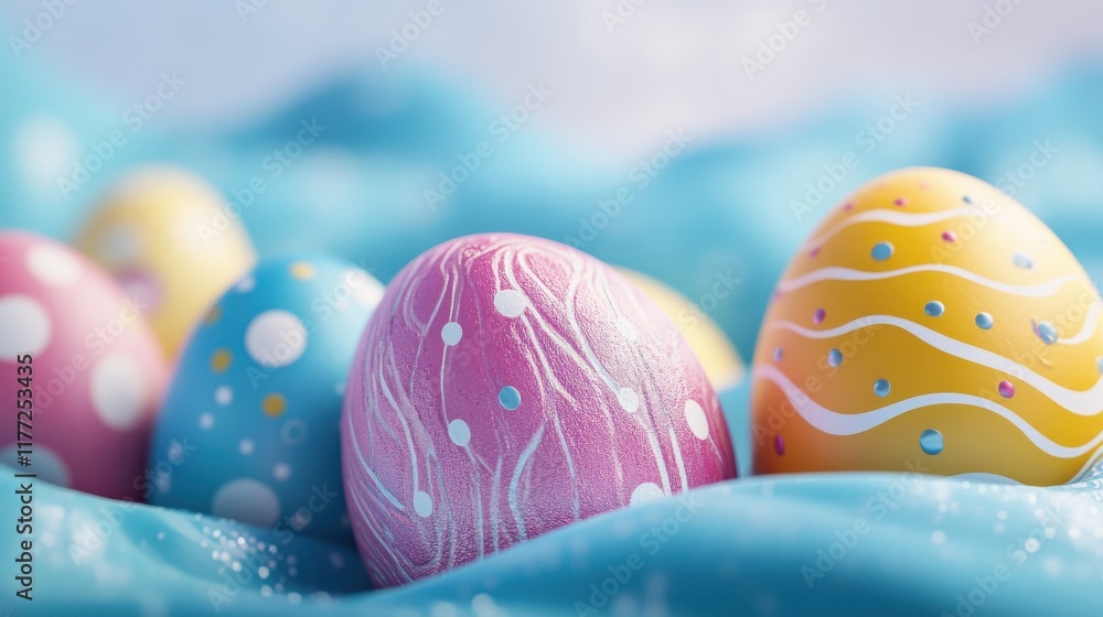 Poster abstract easter eggs banner design with copy space digital art with texture
