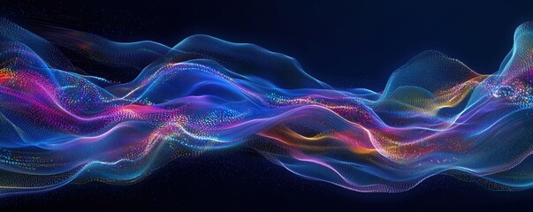 Fototapeta premium Colorful Abstract Wavy Design with Digital Particles