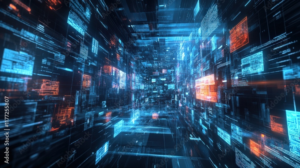 Poster abstract futuristic digital data display