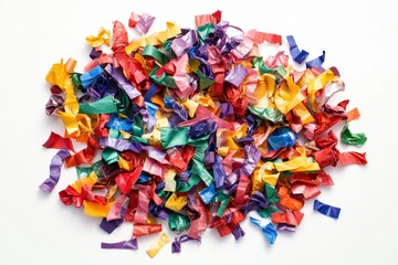 a pile of colorful shredded plastic