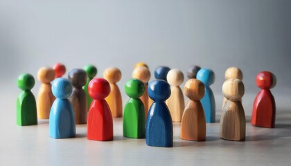Vibrant Wooden Game Pieces in Assorted Colors Representing Unity, Diversity, and Inclusivity with Symbolic Pride and Team Spirit