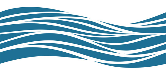 Seamless beautiful waves. Vector blue marine pattern. Stylized design...