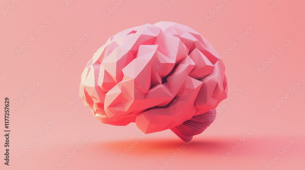 Poster creative polygonal brain on virtual screen. ai and success concept. 3d rendering