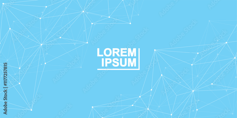 Poster geometric abstract background with connected line and dots. structure molecule and communication. bi