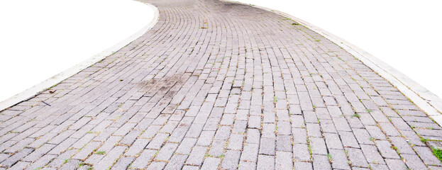 stone paths with isolated edges on white background