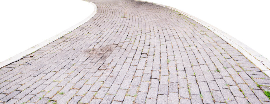 stone paths with isolated edges on white background