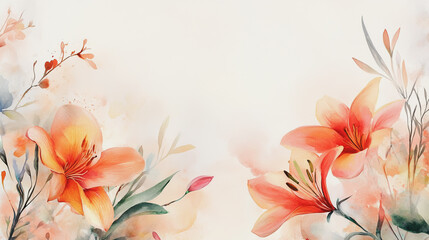 Fototapeta premium Elegant wedding invitation card background vector. Minimal hand painted watercolor botanical flowers texture template background. Design for wedding, vip cover, poster, rsvp moderncard.Valentine's Day