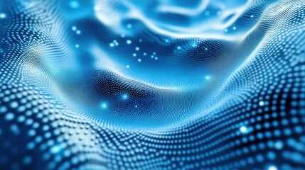 Abstract connected dots on bright blue background. Technology concept