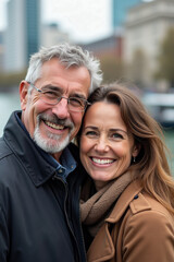 Fototapeta premium portrait of beautiful senior couple in coat