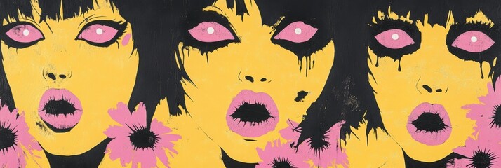 鮮やかな色合いのストリートアートが描く女性の顔