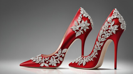 red heels with dimond work 