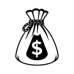 Money Bag Icon with Dollar Sign, Ideal for Finance, Banking, Savings, Investment, Business, E-Commerce, or Wealth Concept Designs