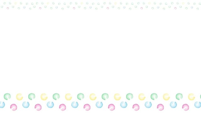 水彩風の円が横に流れていく涼しげな背景フレームアニメーションビデオ　/　ループ可能
