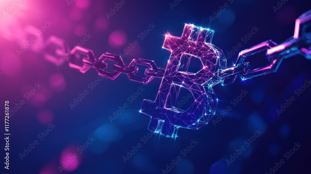 Poster blockchain technology futuristic hud ultraviolet background with world globe and blockchain polygon 