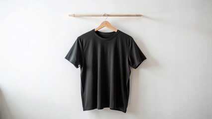Black T-Shirt Mockup on Hanger - Minimalist Architectural Photography