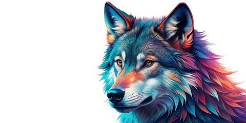 Naklejka premium Majestic Wolf Head Symbol Art: White Background Stock Photo