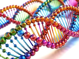Microscopic Colorful DNA Strand, Genetic Code, Helix, Molecular Biology, Science Background