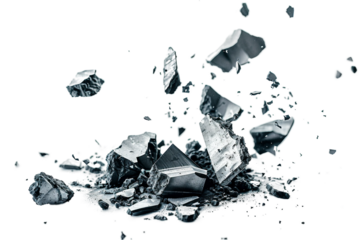 Broken chalk pieces scattering in a colorful blast, embodying creativity and fun isolated on transparent background