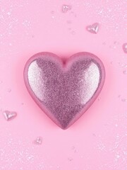 Obraz premium Pink heart background with silver glitter and pink sparkle, overlay,cute,sparkle