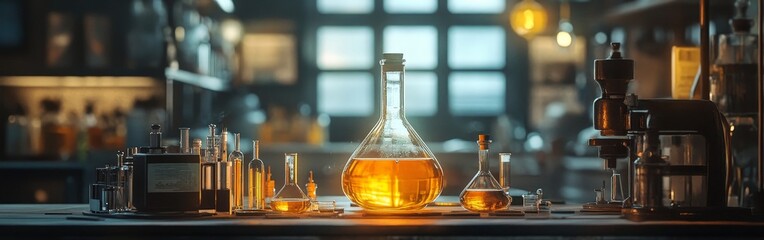A steampunk-inspired vintage lab setup with glowing equipment, evoking themes of scientific discovery, innovation, and retro-futurism.