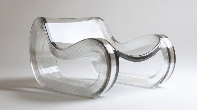 A modern acrylic chair with a transparent design on a white surface