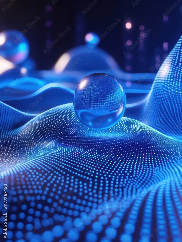 Poster digital blue geometric figures at abstract technology background. 3d rendering