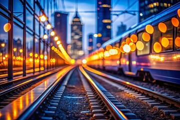 Obraz premium Blurred City Lights & Moving Train - Night Bokeh Photography