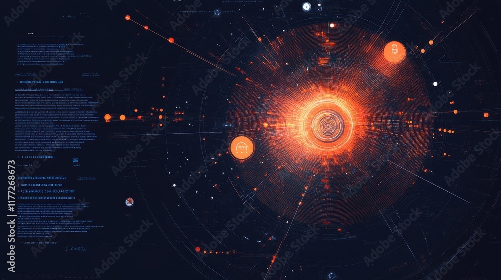 Poster abstract infographics visualization. big data code representation. futuristic network or business an