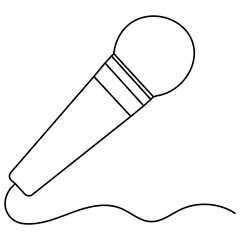 Microphone  single line art, continuous one line drawing of  Isolated outline vector icon 
