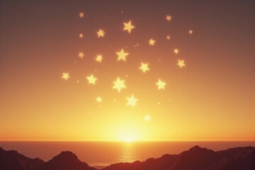 A minimalist design of glowing stars representing hope and resilience