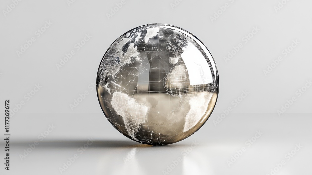 Poster technology image of globe. abstract polygonal shapes. background with connecting dots and lines. gra