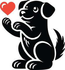 Dog and heart vector