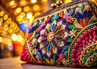 Bokeh Photography of Exquisite Handmade Embroidered Purse
