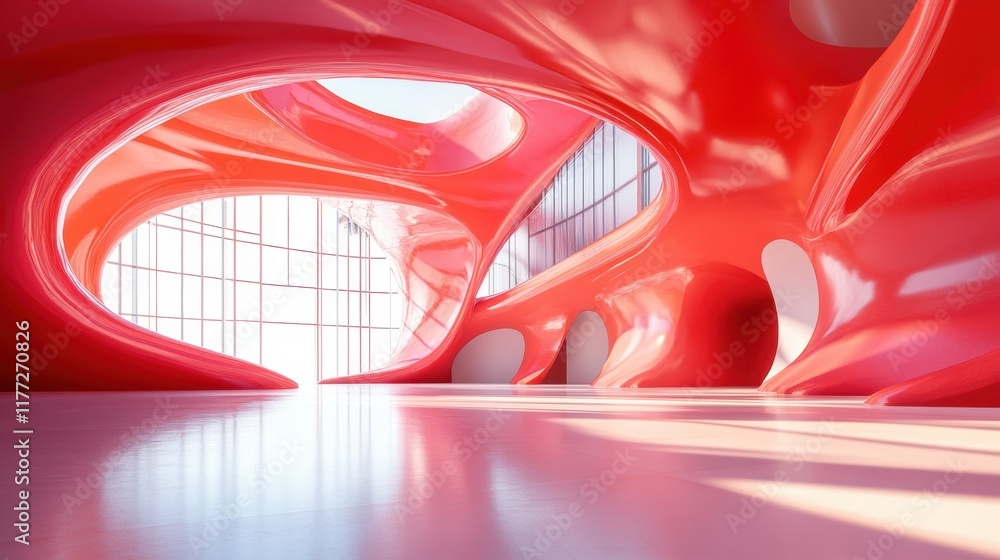 Poster abstract modern architecture background, empty open space interior. 3d rendering