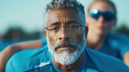 Dedicated coach mentoring athletes during training session in bright daylight